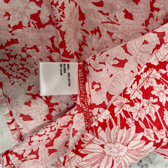 Liberty Fabric for Antonio Melani Red White Floral Tie Midi Dress Sleeveless 0 - Picture 11 of 11